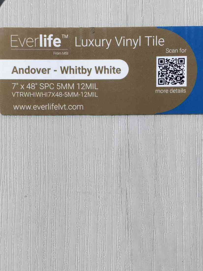 Andover Whitby White 7.13x48.03x5mm Luxury Vinyl Tile LVT