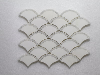 WJ 515 SCAGLIE II - PURE WHITE H. & W. CARRARA P. WATER JET MOSAIC