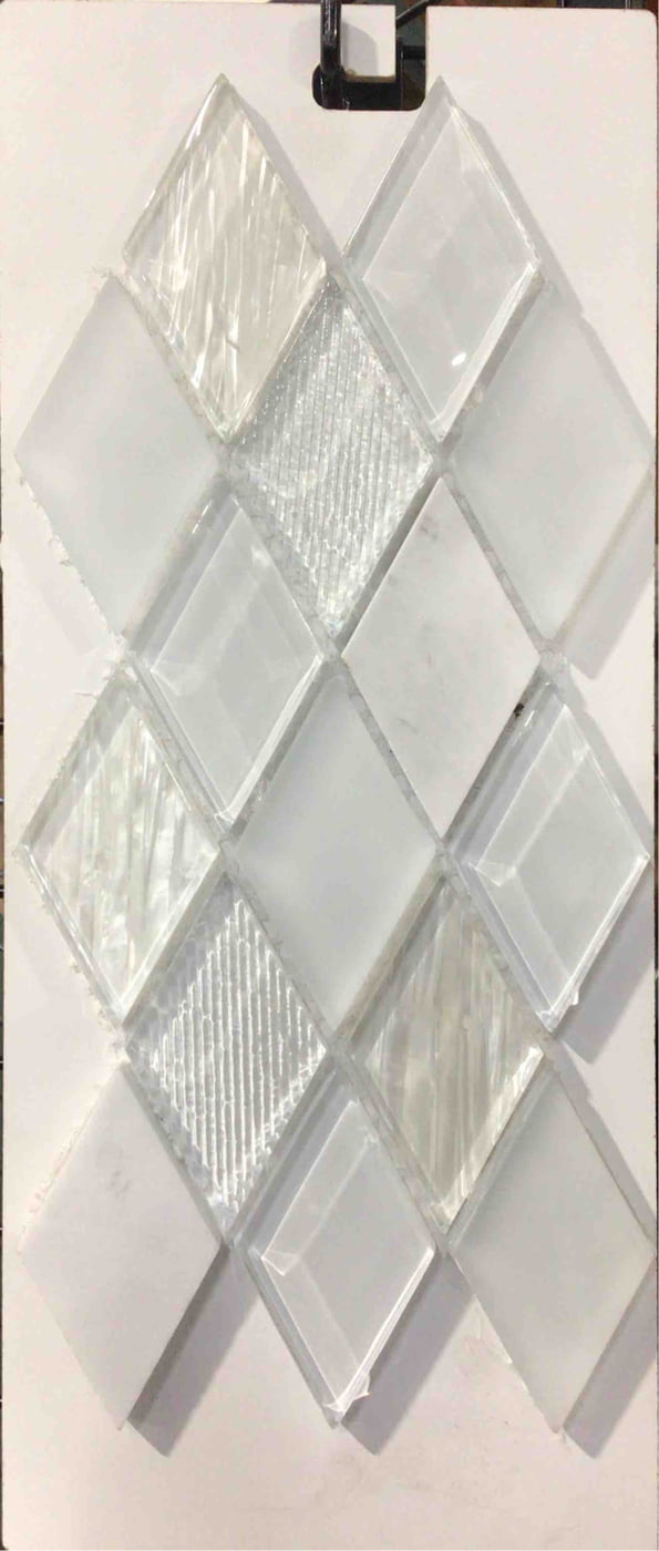 DIAMOND CUT CLEAR WHITE GLASS 12x12 Glass Marble Tile 8mm 10 pcs in Box