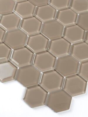 Hexa 028 Mocha Crystal Mosaic Glass 12" x 12" 6mm