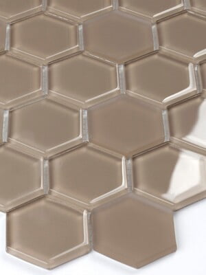 Hexa 028 Mocha Crystal Mosaic Glass 12" x 12" 6mm