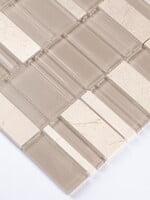 Stone Crystal Cool Beige Glass&Marble 12" x 12" 8mm Stone Crystal Cool Beige Glass&Marble 12" x 12" 8mm