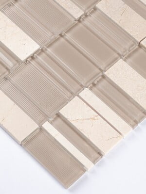 Stone Crystal Cool Beige Glass&Marble 12" x 12" 8mm