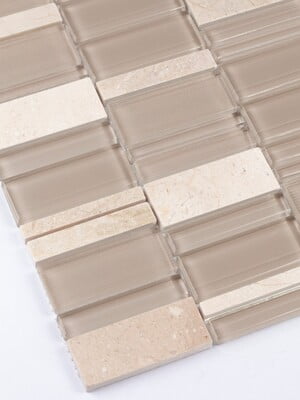 Stone Crystal Cool Beige Glass&Marble 12" x 12" 8mm