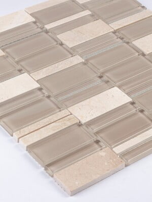 Stone Crystal Cool Beige Glass&Marble 12" x 12" 8mm